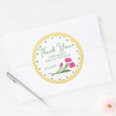 イエローピンクのポップな感謝の気持ちを表すウェディングシャワーのラベル ラウンドシール (封筒)