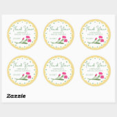 イエローピンクのポップな感謝の気持ちを表すウェディングシャワーのラベル ラウンドシール (シート)