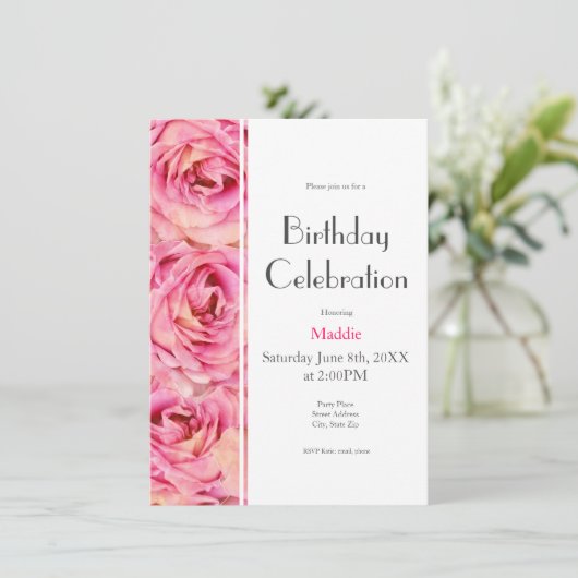 イエローピンクの水カラーバラ抽象芸術パターン 招待状 (スタンド正面)