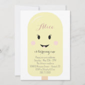 イエローピンクアイスクリームコーンスクープ誕生日パーティー 招待状 (正面)