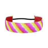 イエローピンクアートデコレインボーストライプズ アスレチックヘッドバンド (正面)