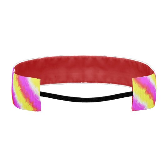 イエローピンクアートデコレインボーストライプズ アスレチックヘッドバンド (裏面)