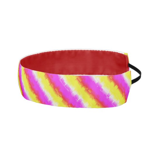 イエローピンクアートデコレインボーストライプズ アスレチックヘッドバンド (右)