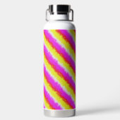 イエローピンクアートデコレインボーストライプズ ウォーターボトル (背面)