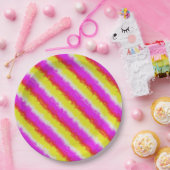 イエローピンクアートデコレインボーストライプズ ペーパープレート (パーティー)