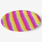 イエローピンクアートデコレインボーストライプズ ペーパープレート (アングル)