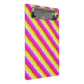 イエローピンクアートデコレインボーストライプズ ミニクリップボード (アングル)