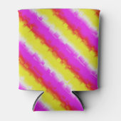 イエローピンクアートデコレインボーストライプズ 缶クーラー (正面)
