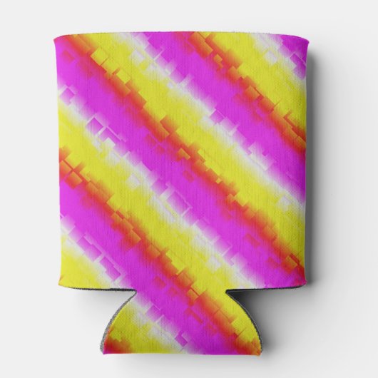 イエローピンクアートデコレインボーストライプズ 缶クーラー (裏面)