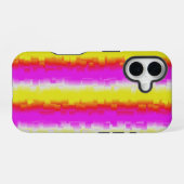 イエローピンクアートデコレインボーストライプズ iPhone 16ケース (裏面横)