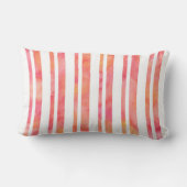 イエローピンクオレンジ色の水の色のストライプ ランバークッション (裏面)