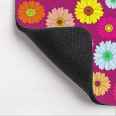 イエローピンクグリーンデイジー花 マウスパッド (コーナー)
