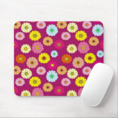 イエローピンクグリーンデイジー花 マウスパッド (マウス)