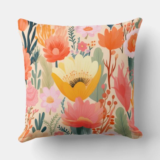 イエローピンクコーラルクリームフローラ クッション (裏面)