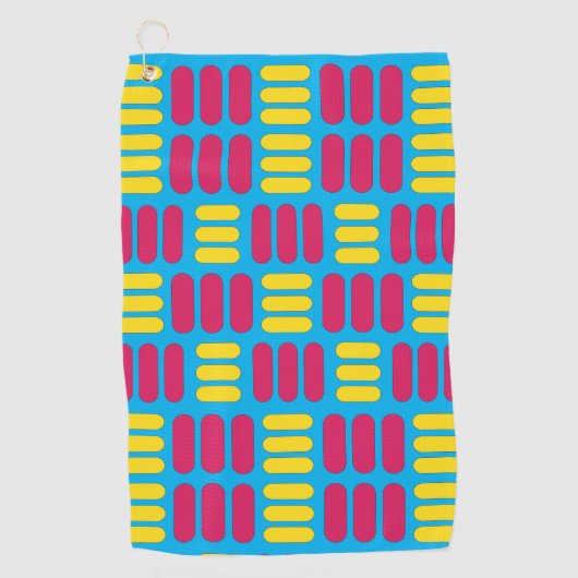 イエローピンクストライプ色 ゴルフタオル (正面)