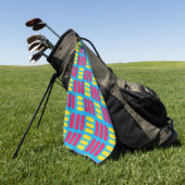 イエローピンクストライプ色 ゴルフタオル (グリーン)