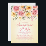 イエローピンクスプリングタイムフローラサプライズ70th 招待状<br><div class="desc">黄色かわいらしとピンクの春の花サプライズ70th誕生日パーティー女性のための招待。文字はカスタマイズ可能なので、この招待は任意の誕生日の女性のために祝設計されている。(18日、21日、30日、40日、50日、60日、70日、80日、90日、100日... .任意の年齢)文字、フォント、文言は完全にカスタマイズ可能。連絡カスタマイ救済ズまたは一致する製品で私たち。</div>