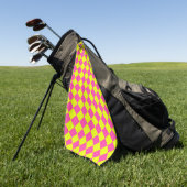 イエローピンクダイヤモンド市松模様にパターン ゴルフタオル (グリーン)