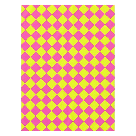 イエローピンクダイヤモンド市松模様にパターン テーブルクロス (正面)