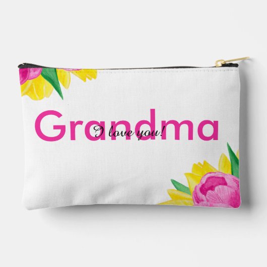 イエローピンクチューリップおばあちゃん小さなアクセサリーポーチ アクセサリーポーチ (裏面)