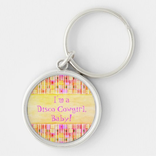 イエローピンクディスコ女性のカーボーイフリンジ キーホルダー (正面)
