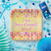 イエローピンクディスコ女性のカーボーイフリンジ ペーパープレート (パーティー)