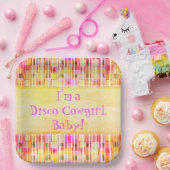 イエローピンクディスコ女性のカーボーイフリンジ ペーパープレート (パーティー)