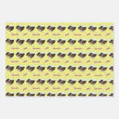 イエローピンクハートパターン写真モノグラムメッセージ ラッピングペーパーシート (正面2)