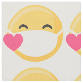 イエローピンクハート顔マスク笑顔の絵文字 ファブリック (クローズアップ)