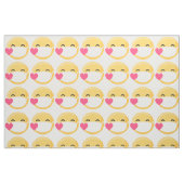 イエローピンクハート顔マスク笑顔の絵文字 ファブリック (ファットクウォーター)