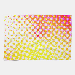イエローピンクパターンデザイン キッチンタオル