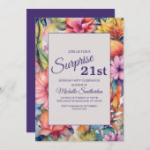 イエローピンクパープルウォーター色フローラ21歳 招待状 (正面/裏面)