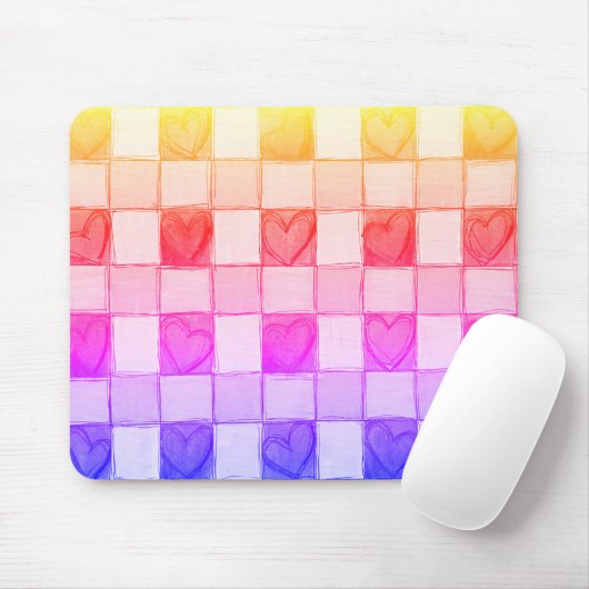 イエローピンクパープルハートレインボーマウスパッド マウスパッド (マウス)