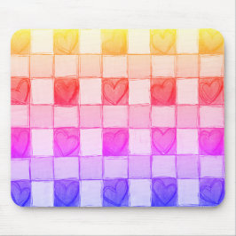 イエローピンクパープルハートレインボーマウスパッド マウスパッド