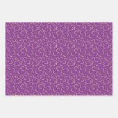 イエローピンクパープルブラック旋回はっきりしたストロークパターン ラッピングペーパーシート (正面)