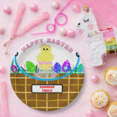 イエローピンクヒック復活祭エッグ ペーパープレート (パーティー)