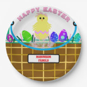 イエローピンクヒック復活祭エッグ ペーパープレート (正面)
