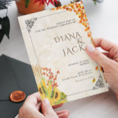 イエローピンクヒマワリ野花庭園の結婚式 招待状