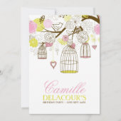 イエローピンクビルダージュ誕生日招待状 招待状 (裏面)