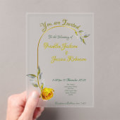 イエローピンクピースバラw淡い色のグリーン金ゴールド結婚ズ アクリル招待状 (インサイチュ (ポータブル))