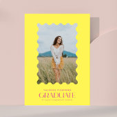 イエローピンクフォトスクール25卒業生の波状枠 案内状