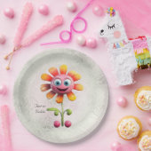 イエローピンクフラワー紙プレート ペーパープレート (パーティー)