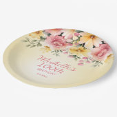 イエローピンクフローラ100th誕生日パーティー ペーパープレート (アングル)