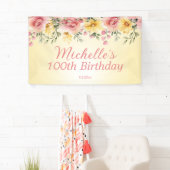 イエローピンクフローラ100th誕生日パーティー 横断幕 (インサイチュ)