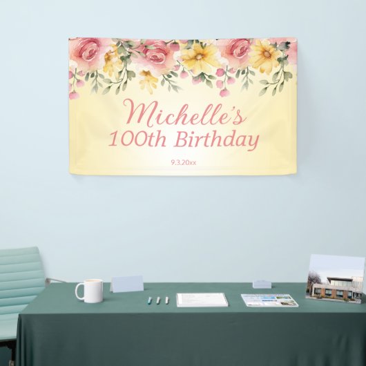 イエローピンクフローラ100th誕生日パーティー 横断幕 (トレードショー)