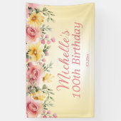 イエローピンクフローラ100th誕生日パーティー 横断幕 (縦)