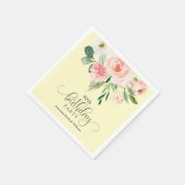 イエローピンクフローラ80th Birthday Party スタンダードカクテルナプキン (角)