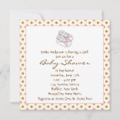 イエローピンクブラウン（紋章の）フラ・ダ・リ赤ちゃんシャワー 招待状 (裏面)