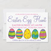 イエローピンクブルー絵を描イースターバスケット卵狩り 招待状 (正面)