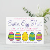 イエローピンクブルー絵を描イースターバスケット卵狩り 招待状 (スタンド正面)
